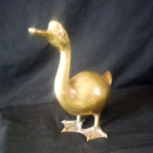 Large Brass Duck 11" High Vtg Mid century, Thick & Solid Brass